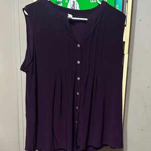Perseption Deep Purple Sleeveless Blouse